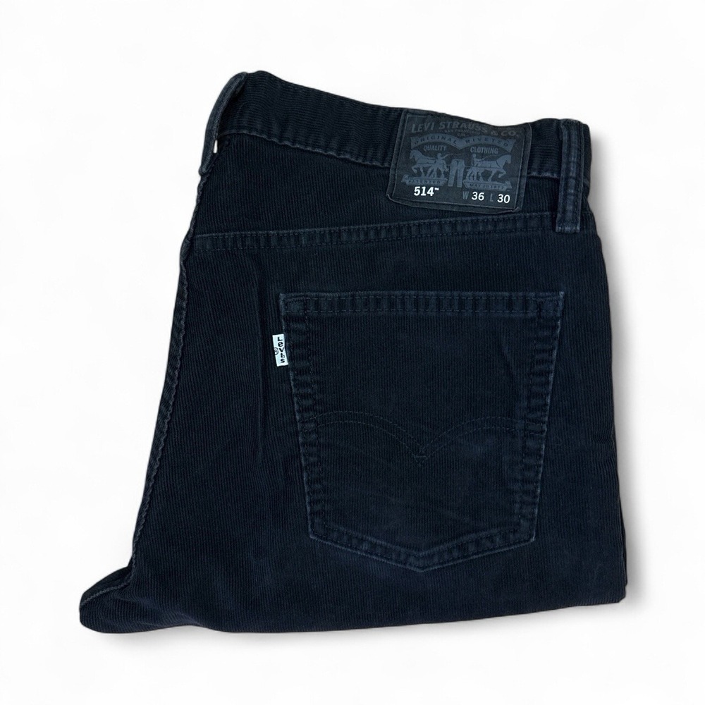 Levi's 514 Straight Fit Stretch Corduroy Pants Black Mens Size 36